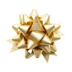 Golden gift bow isolated on transparent background