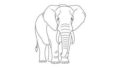 Fototapeta premium Majestic Elephant Illustration: An elegant line drawing of a towering elephant, featuring intricate details of its massive form and the unique textures of its skin and tusks. 