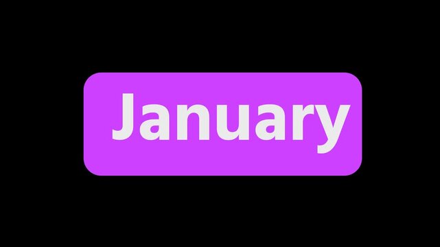 A purple rounded rectangle button with white text 'January' on it, presented as an isolated object on a transparent background.