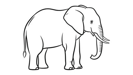 Fototapeta premium Majestic Elephant: A sleek outline of a colossal elephant, showcasing its powerful presence and iconic features.