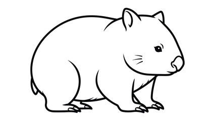 Fototapeta premium Adorable Wombat Outline: This charming illustration presents a wombat, ideal for educational resources and creative projects. The wombat, a sturdy marsupial with short legs, is depicted in a simple.