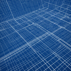 Technical blueprint abstract with intersecting lines and shapes white drafting design