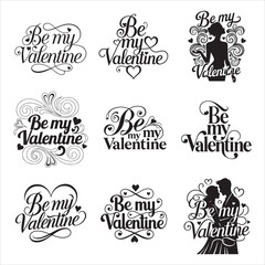 Fancy Be My Valentine Heart Swirl Elegant Vector Design
