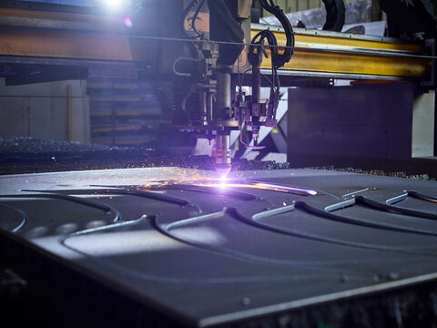 Laser cutter in modern factory