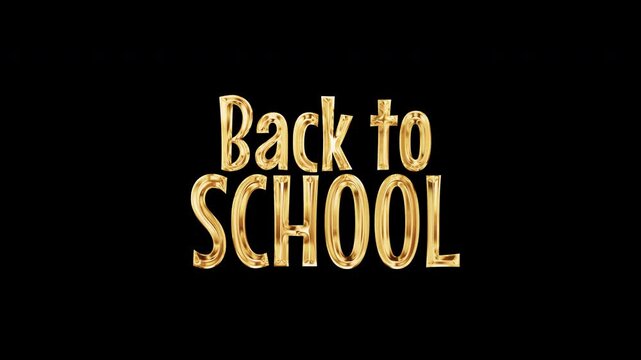 Animation word of Back to School golden shine light motion text with light effect animation on black abstract background. promote advertising concept isolate using QuickTime Alpha Channel proress44