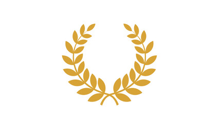 Classic golden laurel wreath symbol of victory and achievement isolated on a clean white background in a simple elegant style.