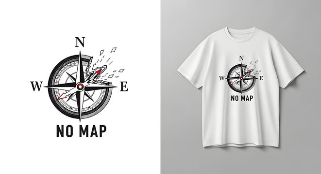 Broken compass no map symbolizing adventure and exploring unknown path