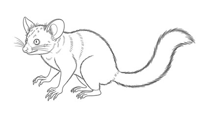 Fototapeta premium Sketch of a Bushbaby: An elegantly rendered sketch showcases a captivating bushbaby, its delicate features brought to life through intricate linework, embodying the essence of wildlife artistry.