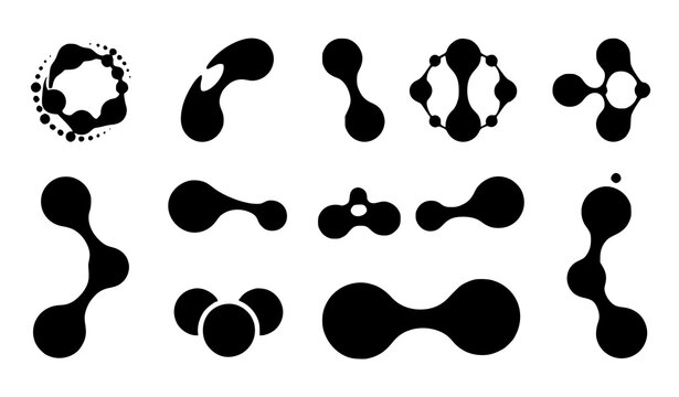 Liquid dot geometric icon set vector with abstract metaball shapes