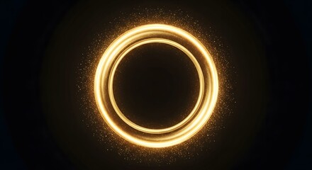 Naklejka premium Glowing golden rings with sparkling particles on a dark background, award concept