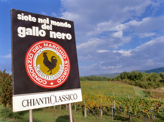 Obraz premium Road sign indicating the route in Tuscany