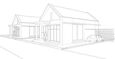 Fototapeta premium residential architecture townhouse 3d illustration