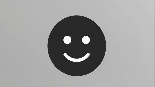 A simple smiley face drawn in black on a grey background in this video