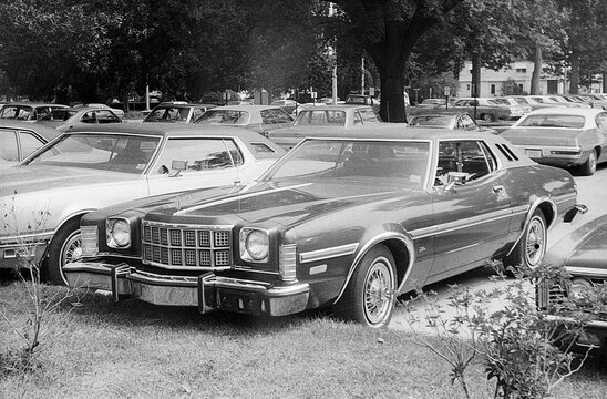 Baton Rouge, USA - circa 1976: Ford Elite, personal luxury car model