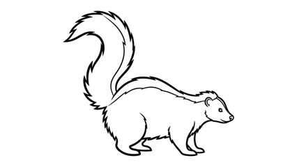 Obraz premium Skunk Illustration: A charming illustration captures the essence of a skunk, showcasing its iconic black and white striped pattern and fluffy tail.