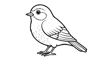 Obraz premium A simple black and white illustration of a small bird on transparent background