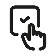 Check click decision hand professional line icon. Professional Line Vector Icon with modern choice and approval concept, minimal clean outline design and scalable selection symbol