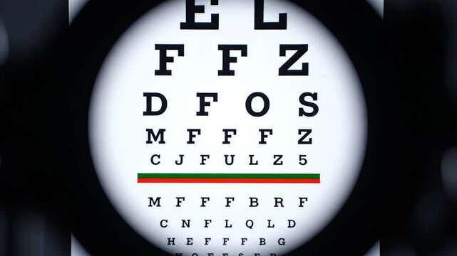 Eye chart with letters for vision test