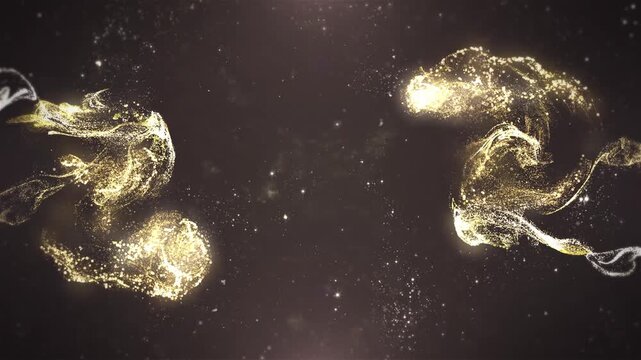  Premium Luxury Gold Fluid Particles and Glitters for Openers, Socials, Movies, Awards and Titles. Copy Space.Set of 5