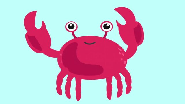 Cute cartoon red crab animation simple friendly marine animal