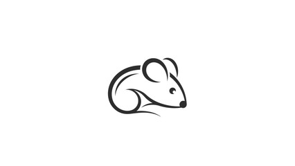 Fototapeta premium Minimalist Mouse Line Art Illustration on White Background.