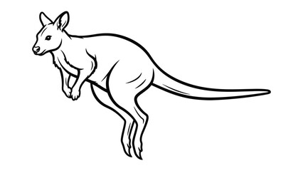Fototapeta premium Jumping Kangaroo Outline: A dynamic illustration of a kangaroo in mid-leap, capturing the essence of agility and motion in the Australian outback.