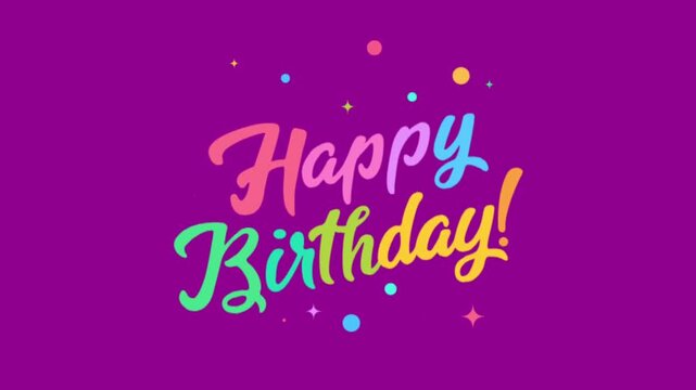 Happy Birthday Animated Text on Purple Background