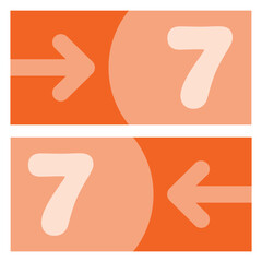 Numbered and colored sign indicating the direction