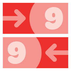 Numbered and colored sign indicating the direction