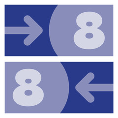 Numbered and colored sign indicating the direction