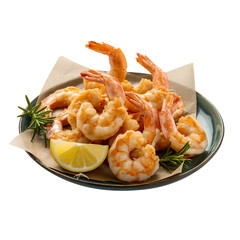 olden Crispy Fried Shrimp Platter with Cocktail Sauce and Lemon