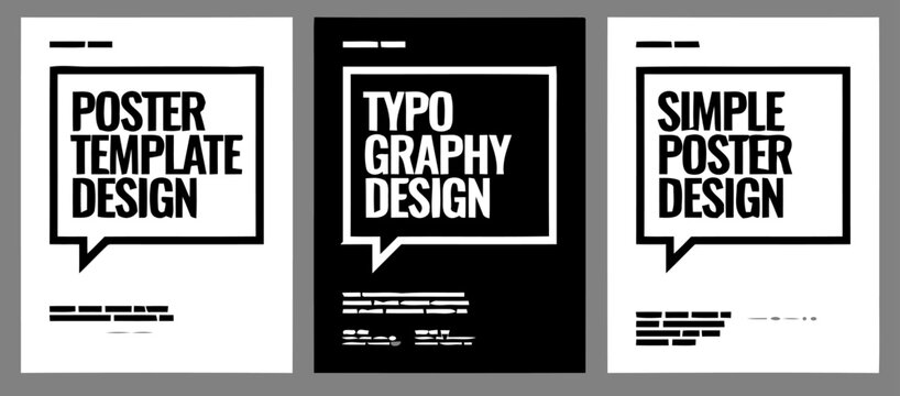 Poster Design Templates: A trio of minimalist poster designs, each with a unique typographic treatment, offering a modern aesthetic suitable for various applications.