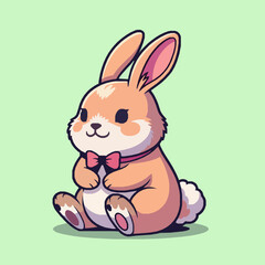 Obraz premium Adorable Kawaii Easter Rabbit Cartoon Vector Art
