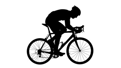 Obraz premium Silhouette of a cyclist racing on a road bike.