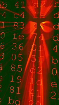 Hexadecimal code streaming on a computer screen