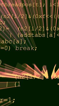 Computer source code scrolling with light beams