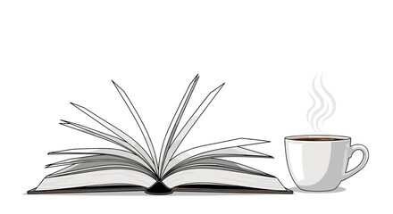 Naklejka premium Book and Coffee a Calm Moment for Reading Relaxation and Education Still Life