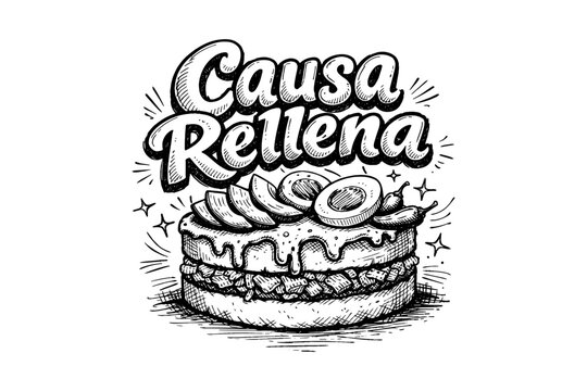 Causa rellena with avocado and egg sketch