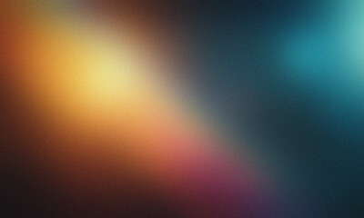 Abstract Grainy Color Gradient Background with Vintage Film Texture and Lo-Fi Light Leak Effect in Warm and Cool Tones