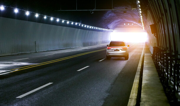 Cars traveling through the tunnel