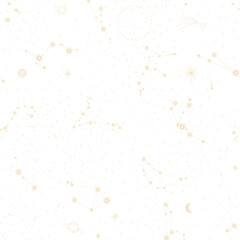 Fototapeta premium PNG illustration of zodiac signs in a synthage linear retro engraving style with baroque elements. Astrology and tarot 