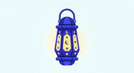 Fototapeta premium Lantern glowing softly indoors