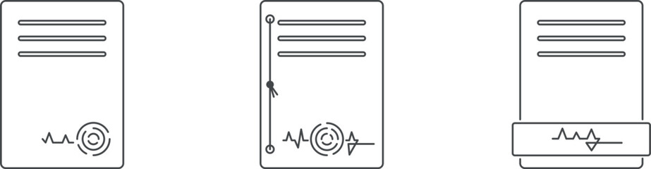 Valuable and important documents with a seal and signature, laced and numbered certificates. Sheets of paper, assets and finances, accounting reports, vector web icons, text printing on A4 paper.