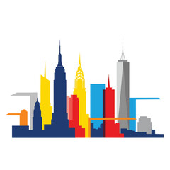 Obraz premium Vibrant Urban Skyline Vector Illustration Featuring Iconic Metropolitan Architecture in a Modern Graphic Style