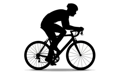 Obraz premium Silhouette of a male cyclist riding a road bike in a dynamic pose.