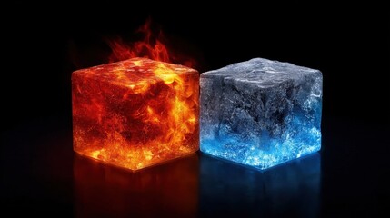 Dynamic Contrast of Fire and Ice Cubes Captured in a Stunning Photograph for Visual Impact