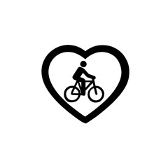 Naklejka premium Cycling icon inside heart symbol vector design representing healthy lifestyle and outdoor activity