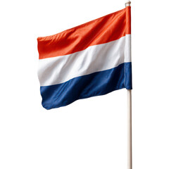 A national flag is waving with colors red, white and blue.