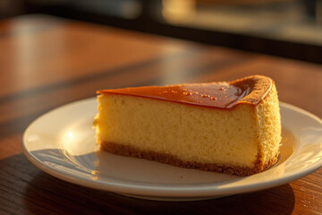 Classic Tiramisu Cake Slice With Cocoa Dusting