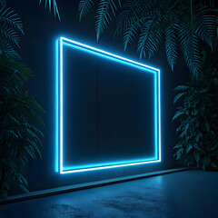 blue neon frame on a dark background
